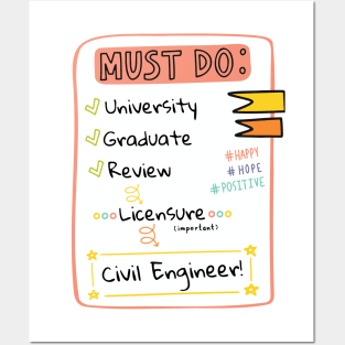 Road to Civil Engineer Checklist! Posters and Art